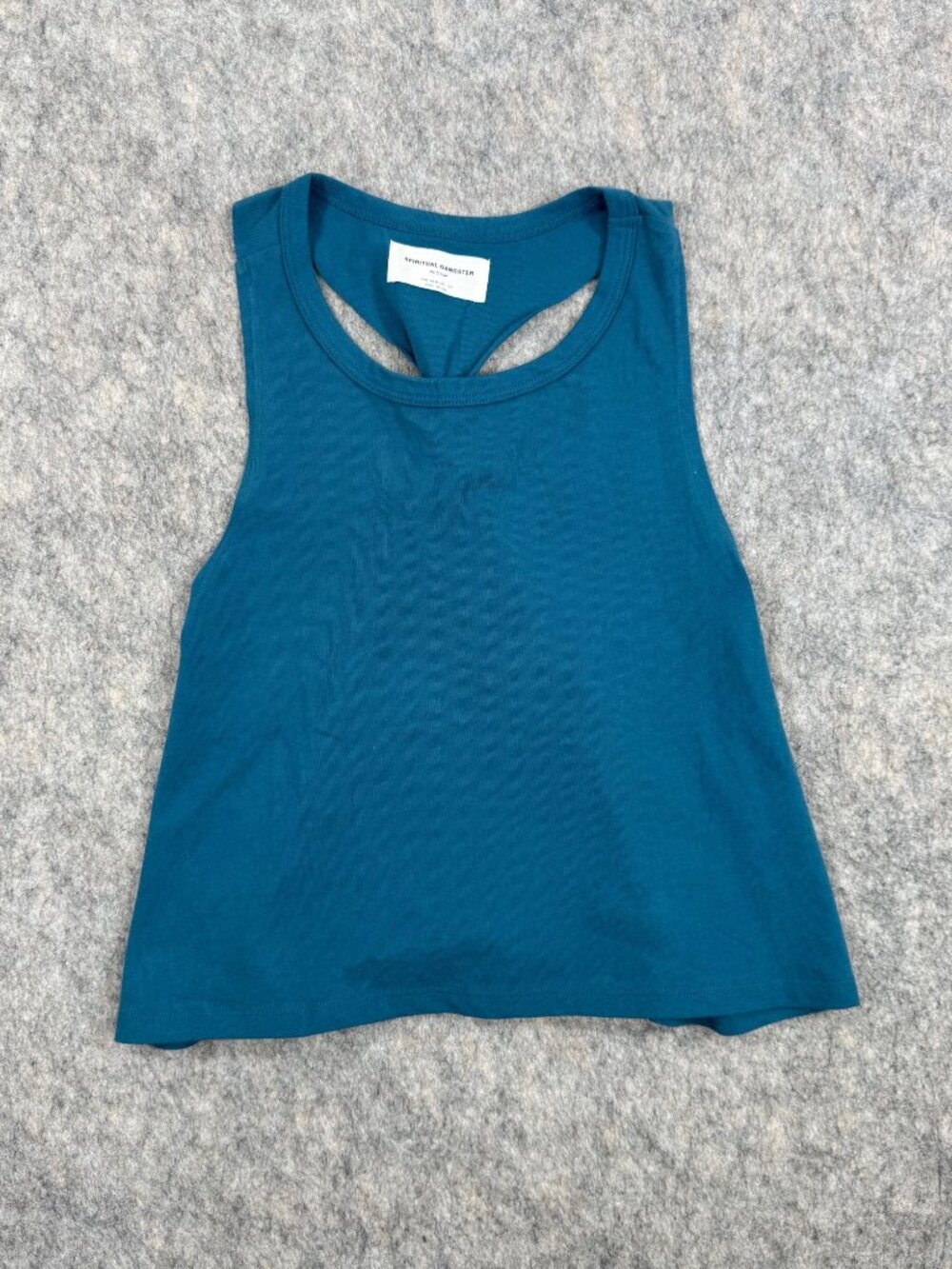 Spiritual Gangster Top Moon Back Graphic Blue Sz M Cropped Celestial